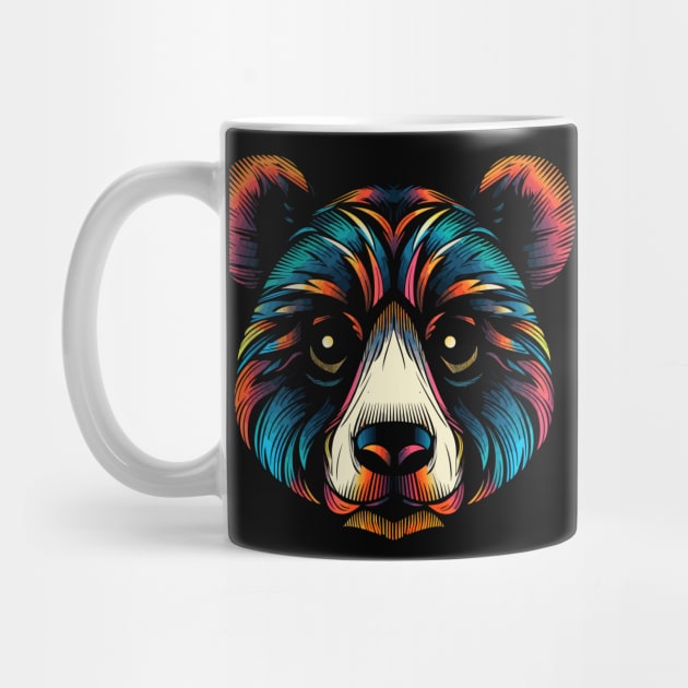 Colorful Bear Head Illustration by TeeTrendz